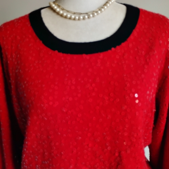 J. Crew Factory Sequined Merino Wool Sweater Red Navy Blue Colorful Size XL - Picture 1 of 14